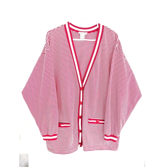 Vintage Oversized Striped Lindsey Blake Women's Cardigan (XL) - Picture 1 of 3